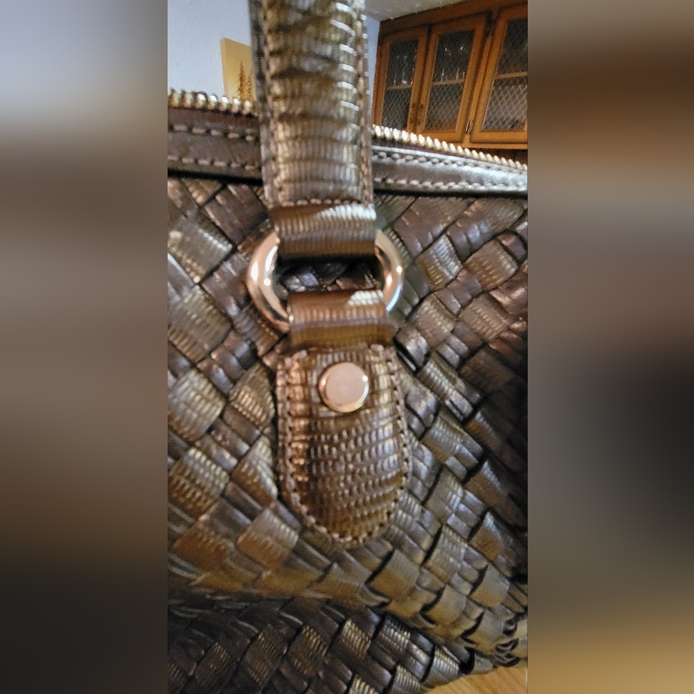 Cole Haan Chocolate Woven Leather Satchel - Picture 9 of 10